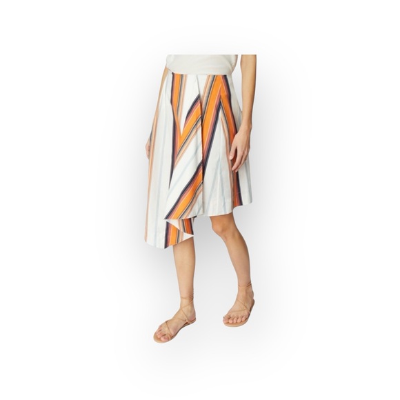 new Habitual ᯾ Skylar Asymettrical Handkerchief Hem Skirt ᯾ Tangerine Stripe ᯾ 2 - Picture 4 of 16